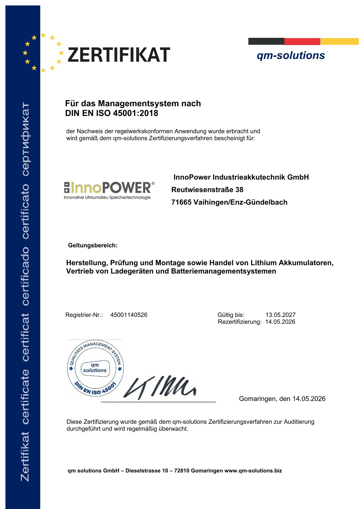 Innopower_Zertifikat-45001_2026